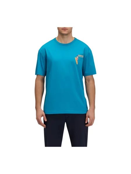 Koszulka Sundek z okrągłym dekoltem niebieska