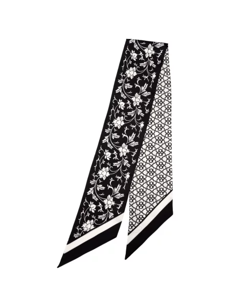 Fular Elizabetta de mătase cu model floral cu imagine negru