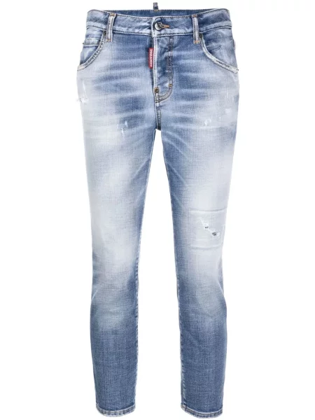 Jeansy Dsquared2 z przetarciami o krotszym kroju niebieskie