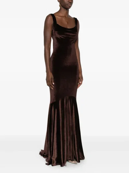 Rochie Atu Body Couture de catifea de costum maro
