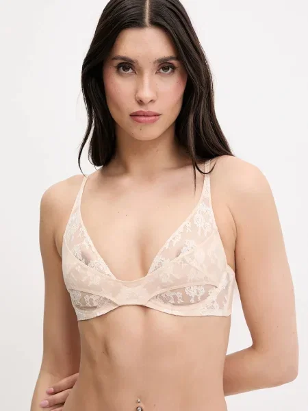 Сутиен Zhilyova Jill от полупрозрачна материя с изчистен дизайн бежово