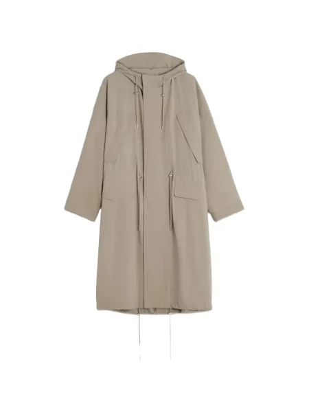 Geacă parka Maison Kitsune cu glugă cu cordon gri