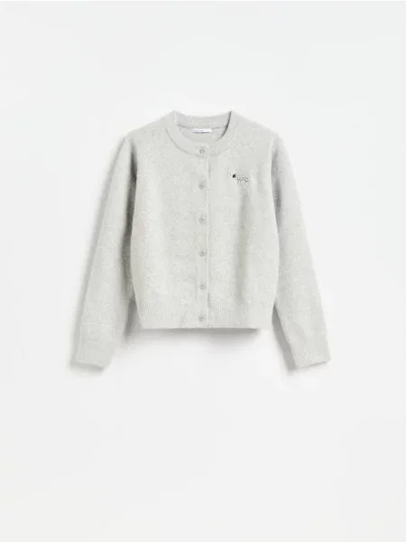 Reserved Cardigan cu motiv animal deschis gri