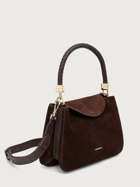 Coccinelle чанта crossbody дамска от велур кафяво