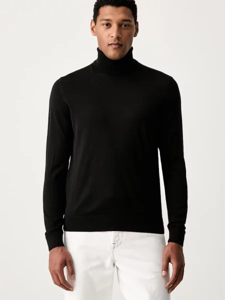 Heláncă Tommy Hilfiger de lână cu guler înalt negru