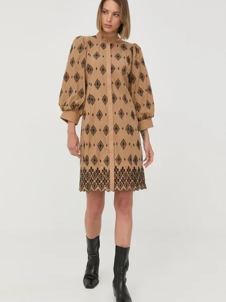 Bruuns Bazaar rochie din mini drept bej