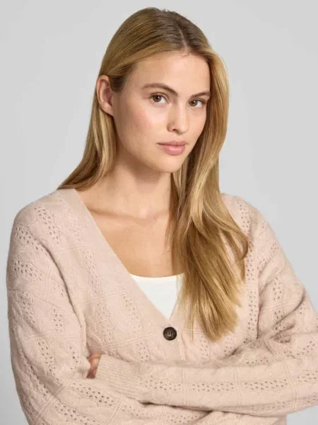 Kardigan o kroju regular fit z mieszanki wełny z alpaki Christian Berg Woman beżowy