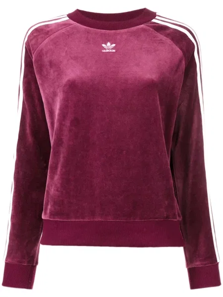 Talia bluza Adidas w paski z wysoką talią czerwona