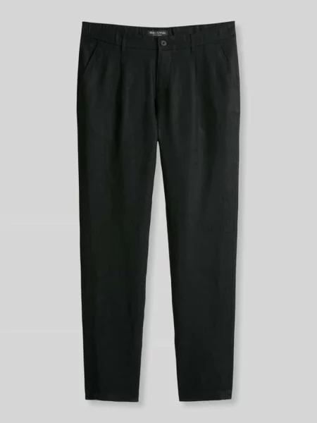 Spodnie z lnu o kroju tapered z szlufkami na pasek model OSBY JOGGER' Marc O'polo czarne