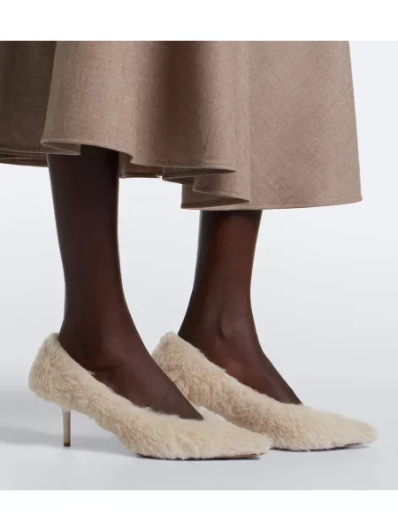 Pantofi cu toc Max Mara din piele de oaie alb