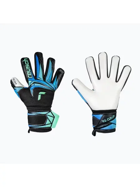 Reusch Attrakt RE:GRIP NC Junior black/ocean light gyerek kapus kesztyű. Méret: 4 fekete
