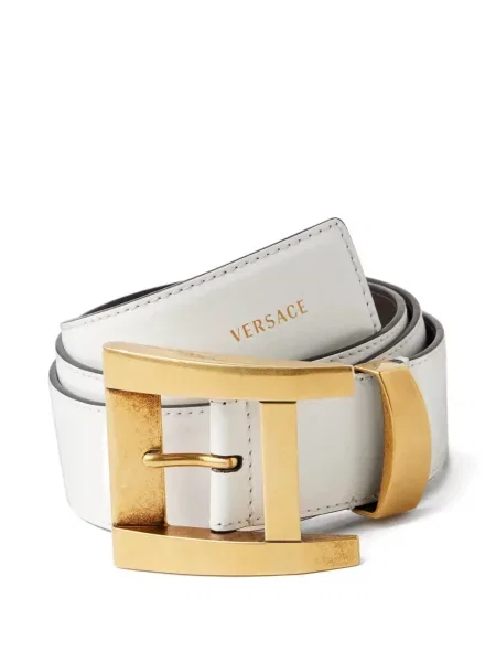 Cu centură curea Versace din piele alb