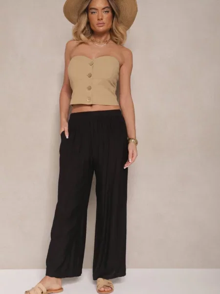 Spodnie Palazzo o Szerokim Kroju High Waist Lislevia czarne