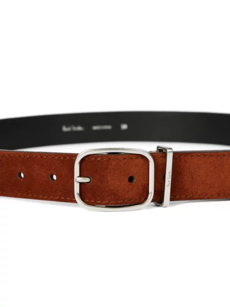 Cu centură curea Paul Smith din piele de căprioară cu cataramă maro