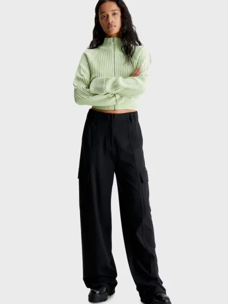 Штани карго Calvin Klein Jeans з високою посадкою чорні