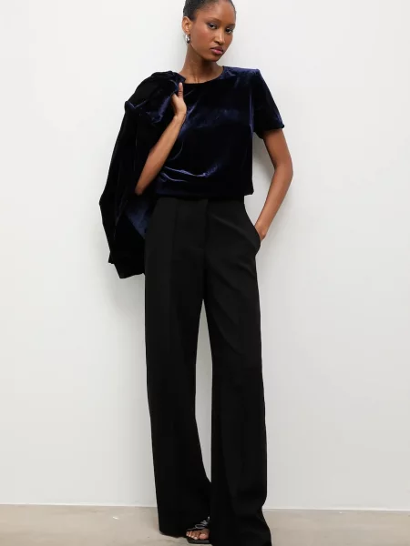 Велюрова блузка Answear.LAB однотонна синій