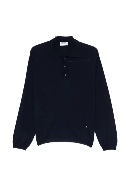Tricou polo Moschino cu autograf albastru