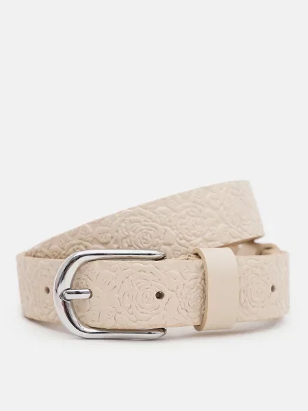 Кожаный ремень Borsa Leather с ремешками бежевый