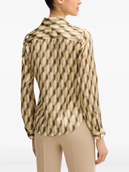 Cămașă Luisa Spagnoli cu imprimeu geometric verde