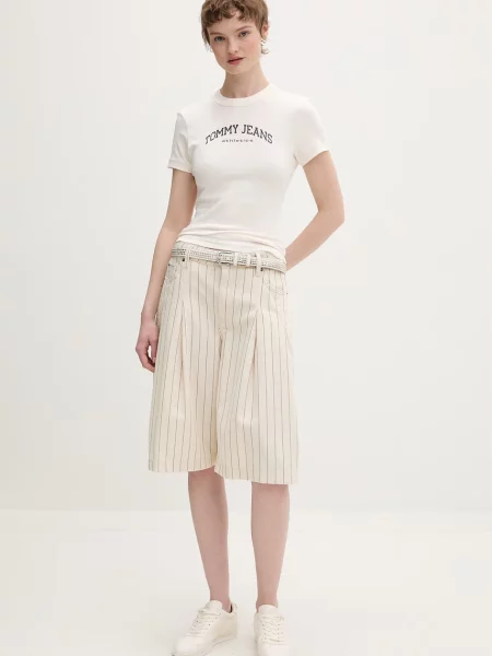 Tommy Jeans basic tričko béžové