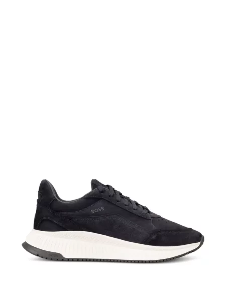 Sneakerși Boss cu șireturi din piele albastru