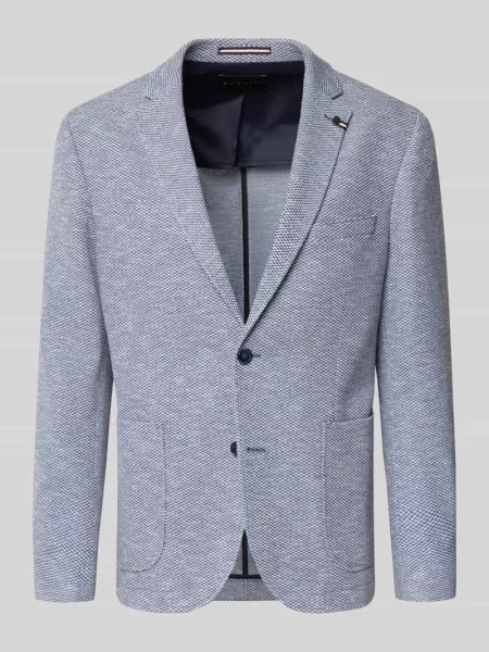 Marynarka na 2 o kroju slim fit z kołnierzem z połami Bugatti niebieska