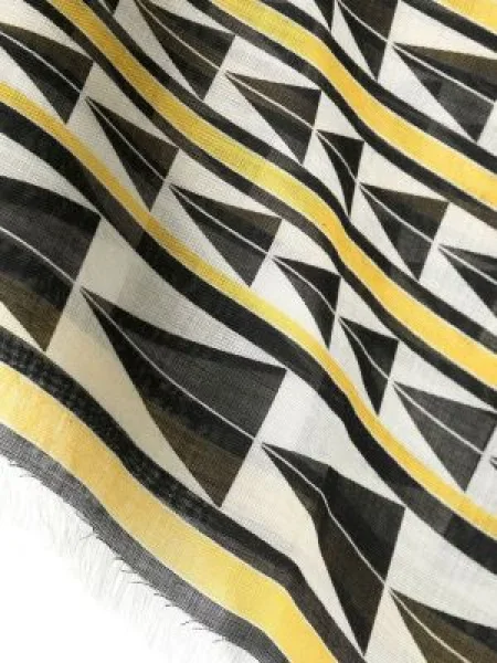 Fular Lanvin cu franjuri cu imprimeu geometric negru
