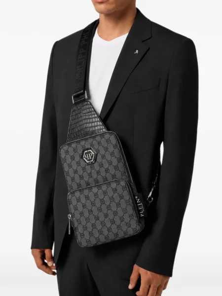 Τσάντα χιαστί Philipp Plein ζακάρ γκρι