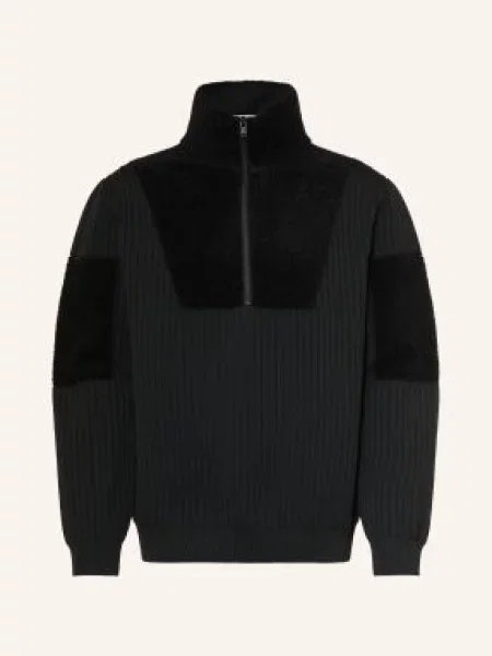 Sweter Typu Troyer schwarz czarny