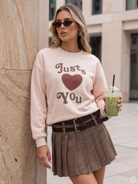 Bluza oversize z nadrukiem JUST LOVE YOU Dstreet różowa