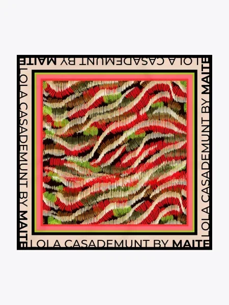 Lola Casademunt Šátek zelená / červená / černá / vlny bílé