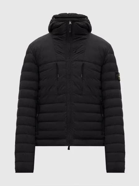 Пухова куртка з капюшоном Stone Island чорна