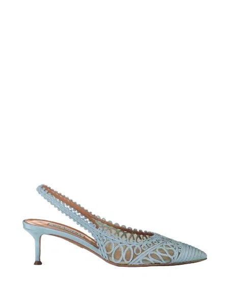 Pantofi cu toc Aquazzura tricotate slingback albastru