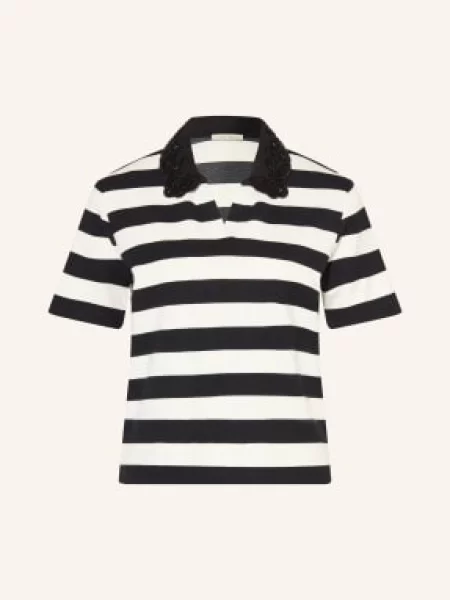 Lilienfels Jerseyové Polo Tričko S Ozdobnými Korálky / černá bílá
