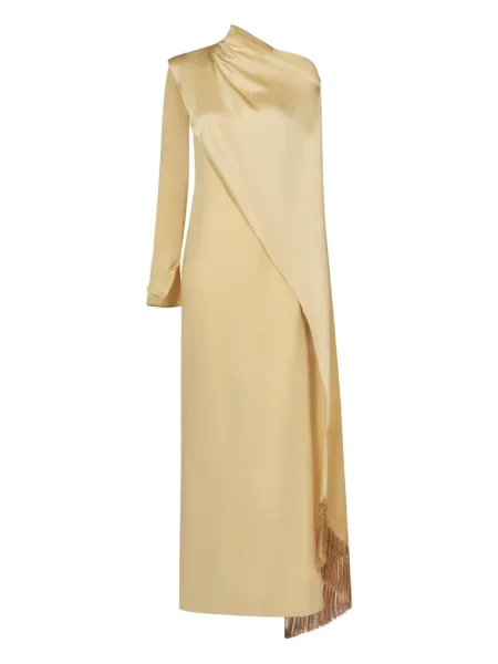 Rochie maxi Taller Marmo cu franjuri drapată de costum