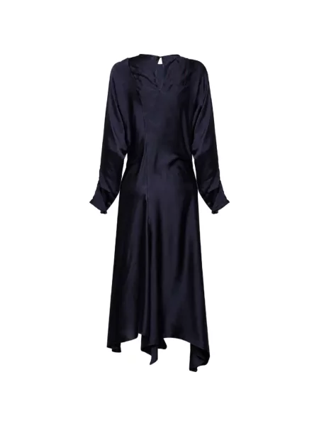 Lung rochie midi Uma Wang cu mâneci lungi asimetrică albastru