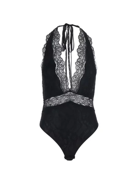 Body The Andamane din dantelă cu gât halter negru