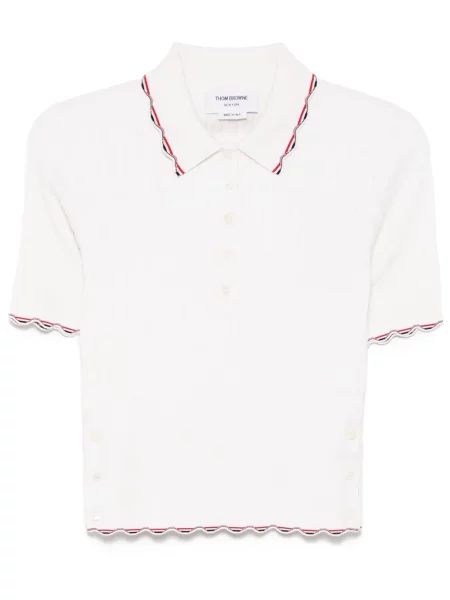 Polo Thom Browne cu dungi tricotate alb