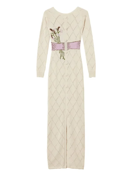 Rochie maxi Twinset cu funde de costum alb