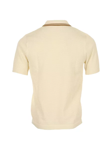 Fred Perry Pletené Polo Tričko krémová hnědá