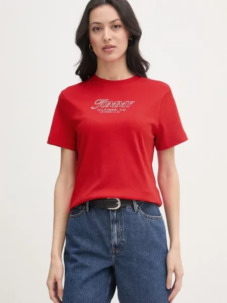 Tommy Hilfiger Tricou Logo Interlock roșu