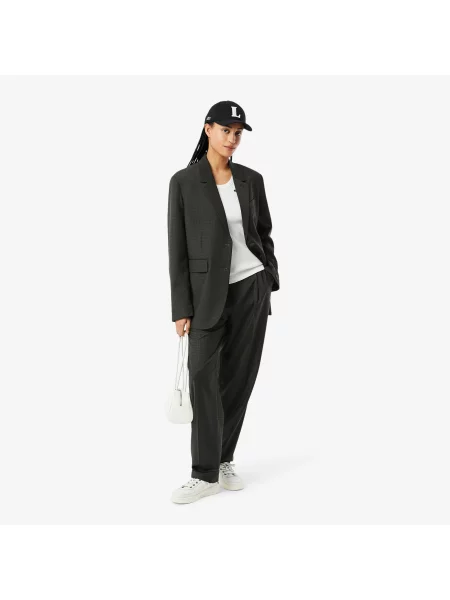 Lacoste Wełniany Blezer W Kratę czarna