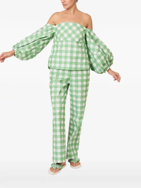 Bluză Rosie Assoulin cu mâneci balon verde