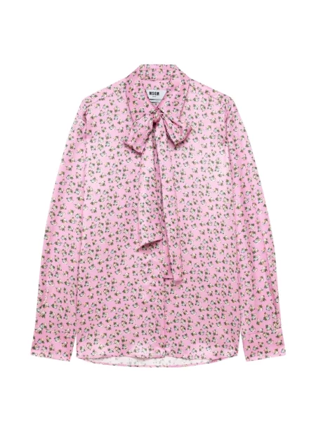 Cămașă Msgm cu funde cu model floral roz