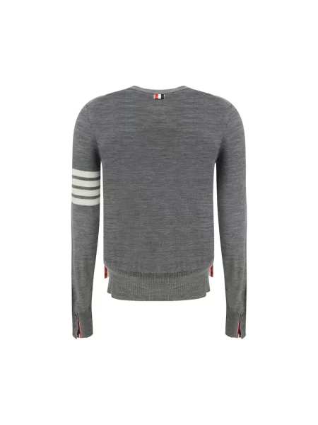 Sweter Thom Browne w paski z paskiem szary