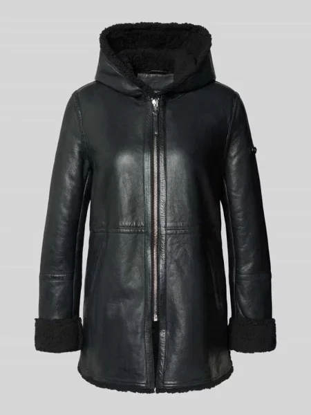 Płaszcz skórzany z prawdziwej skóry jagnięcej nappa Cabrini czarny