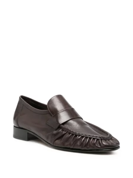 Pantofi loafer The Row din piele cu volane maro