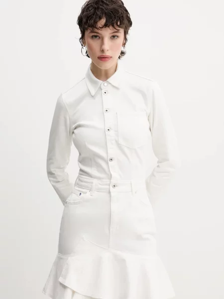 Мини джинсовое платье Karl Lagerfeld Jeans клеш белое