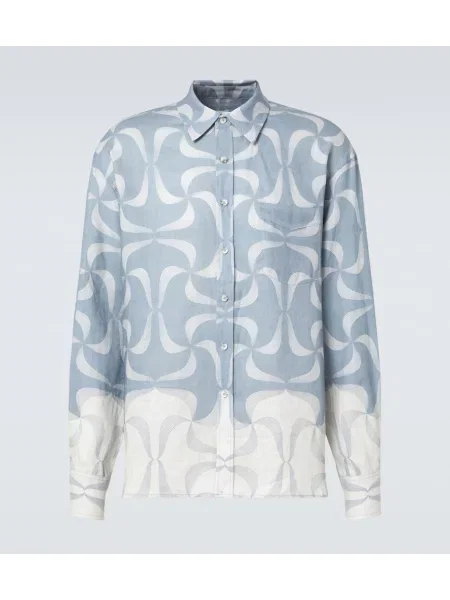Lanena košulja Commas s printom plava