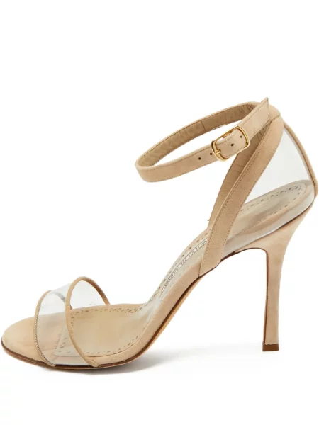 Sandale Manolo Blahnik din piele de căprioară alb